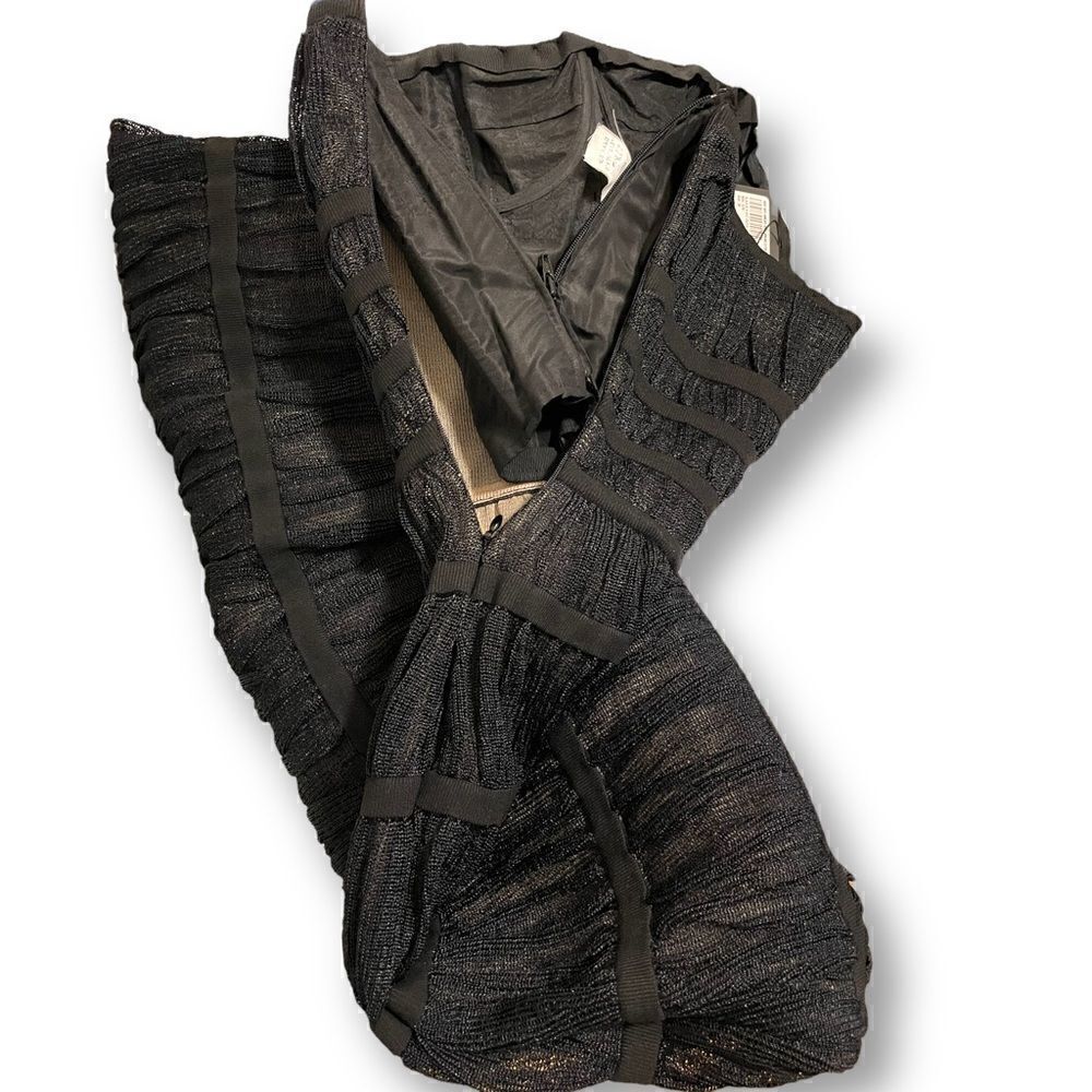 ALAÏA PARIS Black Knit Overlay Dress |Size:Small| - Picture 8 of 14
